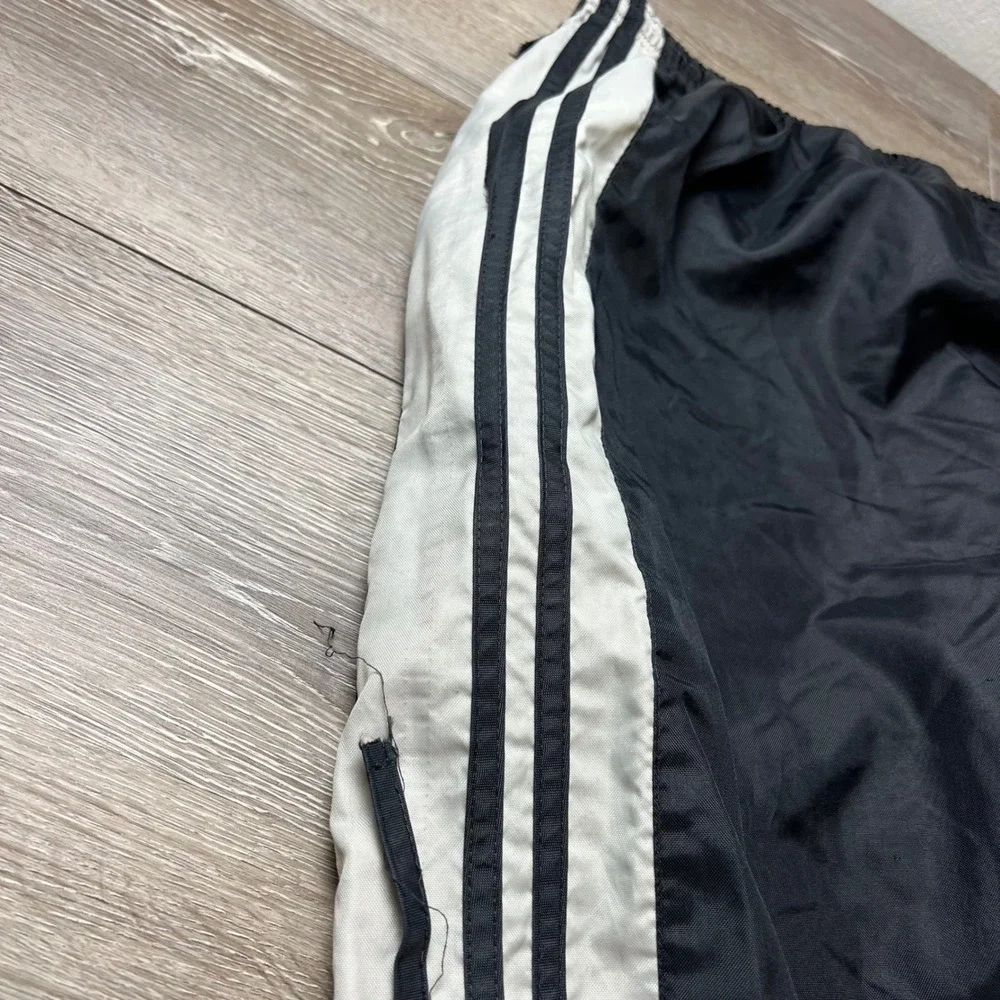 Adidas Track Pants Mens Large Black White 3 Stripe Vintage Windbreaker Joggers